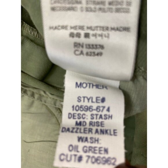 MOTHER Jeans Sz 32 STASH MID RISE DAZZLER Straight ANKLE In oil green New NWOT - Picture 5 of 7